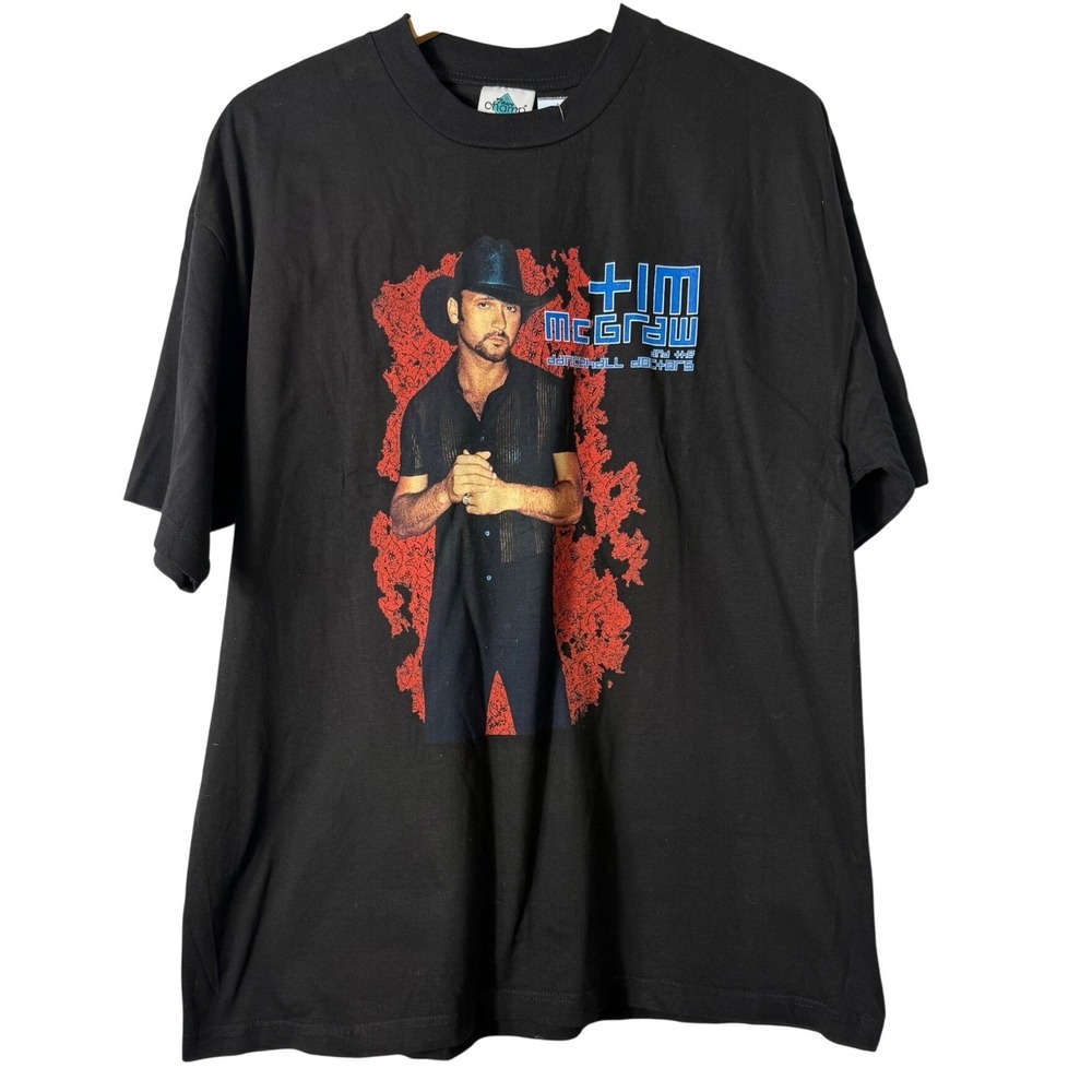 Tour Champ Tim McGraw T-Shirt Sz XL 2003 One Band Show Tour Vintage Black Tee